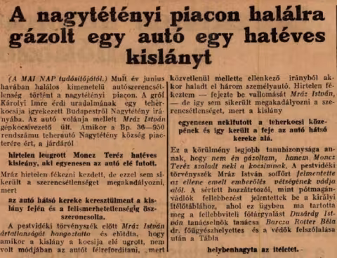 Gázolás a nagytétényi piacon
