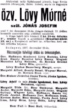 Lőwy Mórné Jónás Jozefin gyászjelentése