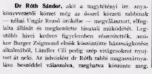Róth Sándor rabbi kinevezése